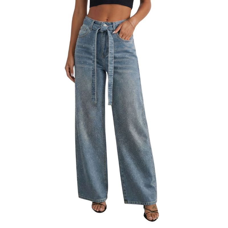 Women’s High-Waist Wide-Leg Jeans – Loose Fit Full-Length Denim Pants _ Fashionira