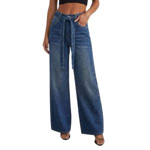 Women’s High-Waist Wide-Leg Jeans – Loose Fit Full-Length Denim Pants _ Fashionira